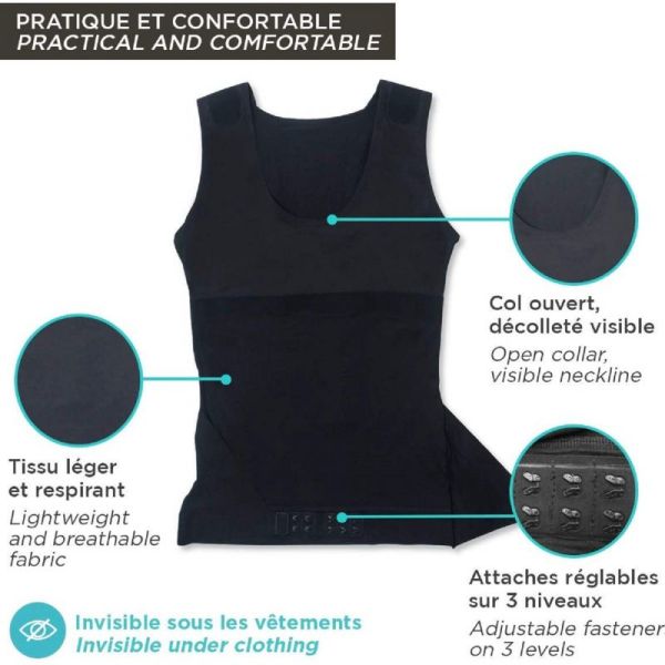 PERCKO LYNE UP Femme Noir - T-shirt Correcteur de Posture