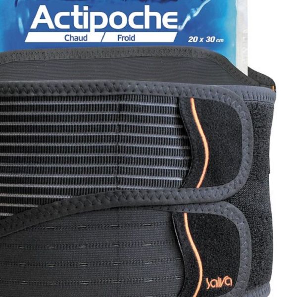 SALVA ACTION DUO THERM Hauteur 21cm - Ceinture Lombaire Actipoche, Double Sangle Abdominale