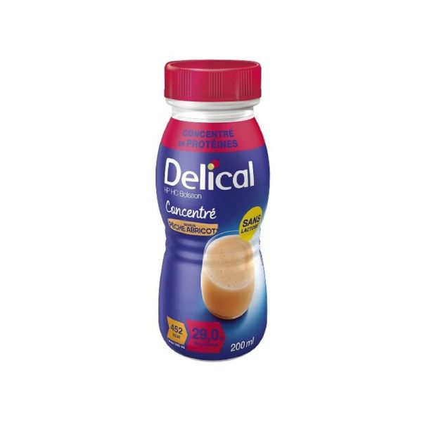 DELICAL CONCENTRE Pêche Abricot 4x 200ml - Boisson HP/HC - Dénutrition