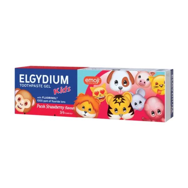 ELGYDIUM KIDS Gel Dentifrice Motif EMOJI 50ml - Enfants de 3 à 6 Ans - Arôme Fraise Givrée