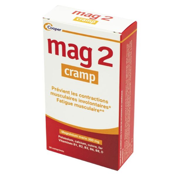 MAG 2 CRAMP Magnésium Marin 30 Comprimés - Contractions Musculaires Involontaires, Fatigue Musculaire