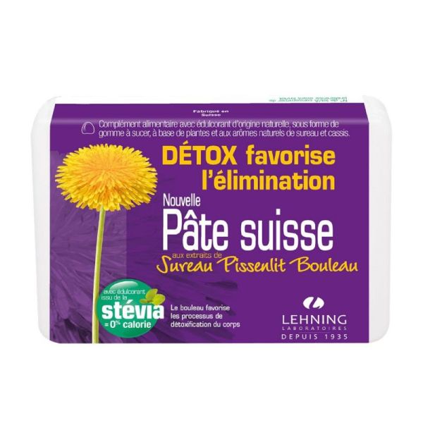 (NOUVELLE) PATE SUISSE Detox 40 Gommes - Favorise l' Elimination, Sureau, Pissenlit, Bouleau