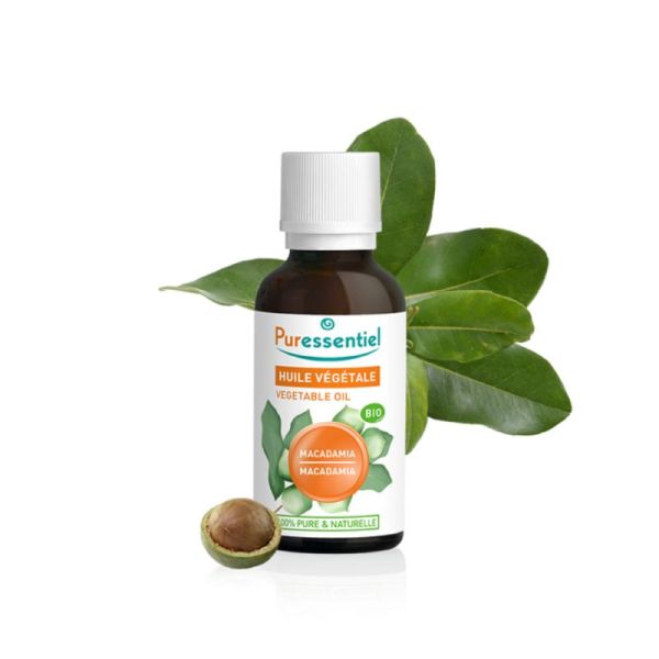 PURESSENTIEL Huile Végétale Bio MACADAMIA (Macadamia integrifolia) 50ml - 100% Pure et Naturelle