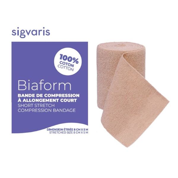 BIAFORM 5m x 10cm - Bande de Compression à Allongement Court - Maladies Veineuses Chroniques ou Thrombo-emboliques, Oedèmes