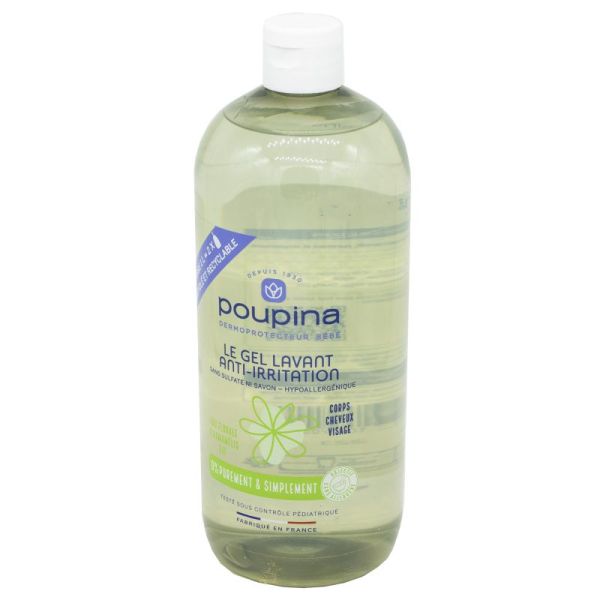 POUPINA Le Gel Lavant Anti Irritation 1 Litre - Corps, Cheveux, Siège