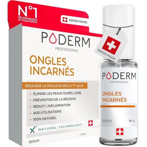 PODERM PROFESSIONAL Huile Sérum Apaisante 8ml - Ongles Incarnés, Courbés - 100% Naturel