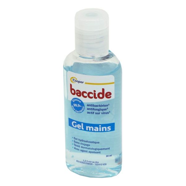 BACCIDE Gel Mains 30ml Parfum Classique Format Voyage - Gel Mains Hydroalcoolique sans Rinçage