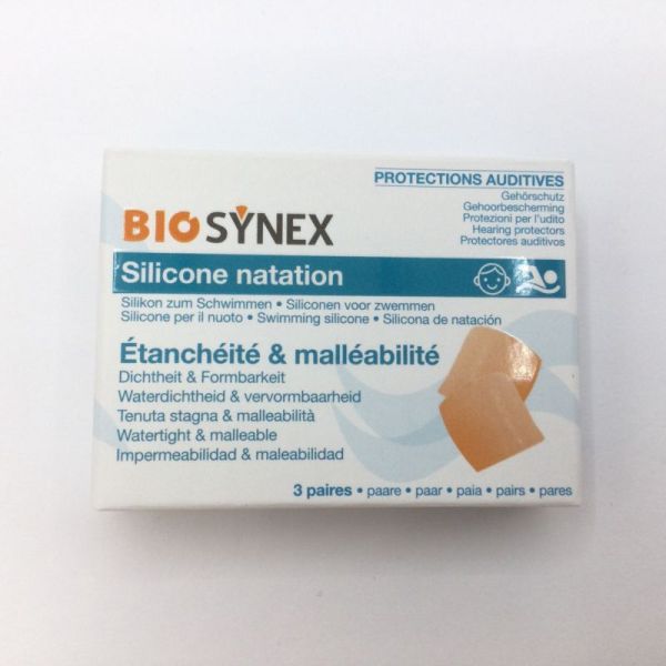 BIOSYNEX - Silicone natation , étanchéité & malléabilité , 3 paires , orange , 3532678592145