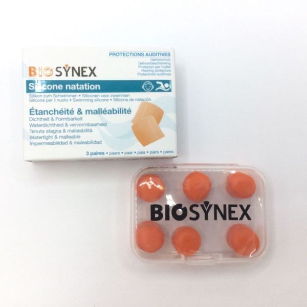 BIOSYNEX - Silicone natation , étanchéité & malléabilité , 3 paires , orange , 3532678592145