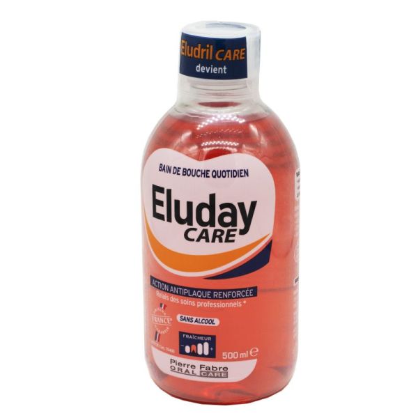 ELUDAY CARE 500ml - Solution pour Bain de Bouche - Action Anti Plaque Renforcée