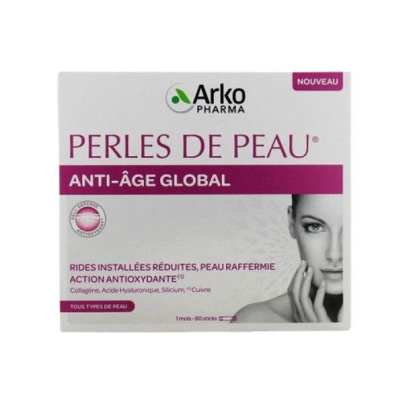 ARKOPHARMA - Perles de peau anti-âge global, rides installées réduites, peau raffermie, action antioxydants - Bte/60 sticks