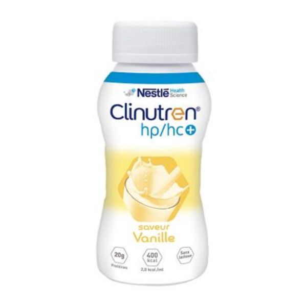 CLINUTREN HP/HC+ Vanille - Complément Nutritionnel 400 Kcal Sans Lactose - Lot de 4 Bouteille/200ml