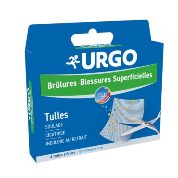 URGO Brûlures, blessures superficielles : soulage et cicatrise 5x5cm Boîte/6