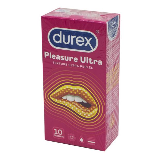 DUREX PLEASURE ULTRA - 10 Préservatifs Lubrifiés Texture Ultra Perlée 52mm