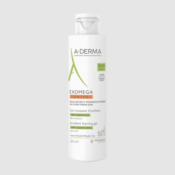 EXOMEGA CONTROL Gel Moussant Emollient Anti-grattage 200ml - Peaux Sèches à Tendance à l' Eczéma Atopique