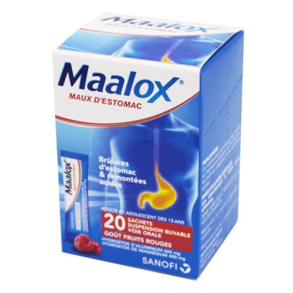 MAALOX MAUX D'ESTOMAC, suspension buvable FRUITS ROUGES en sachetdos
