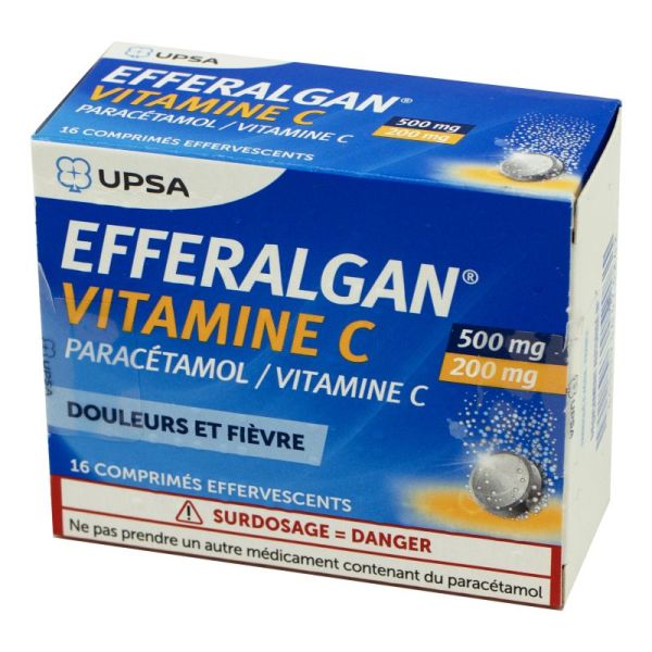 Efferalgan Vitamine C 500 mg/200 mg, 16 comprimés effervescents