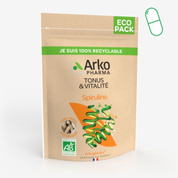ARKOGELULES BIO Eco Pack Spiruline 1176 mg de Thalle - Sachet/270 - Tonus et Vitalité