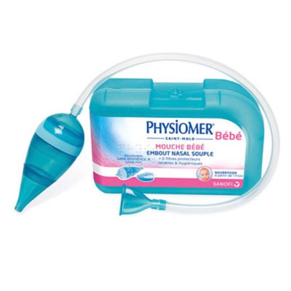 PHYSIOMER Mouche-Bébé à Embout Nasal Souple + 5 Filtres Protecteurs Jetables