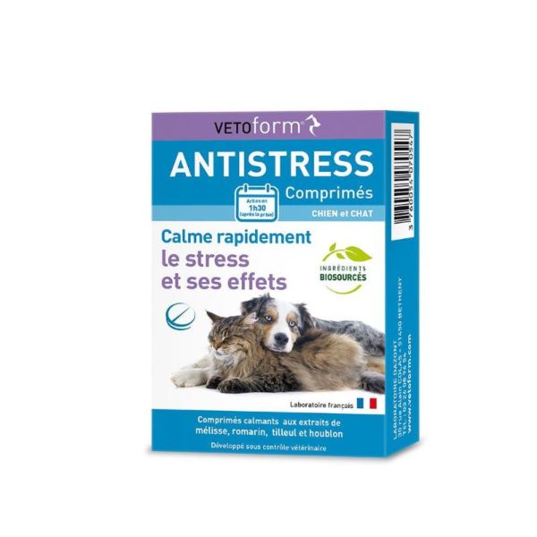 VETOFORM ANTISTRESS Chat Chien 20 Comprimés - Calme Rapidement les Stress et ses Effets