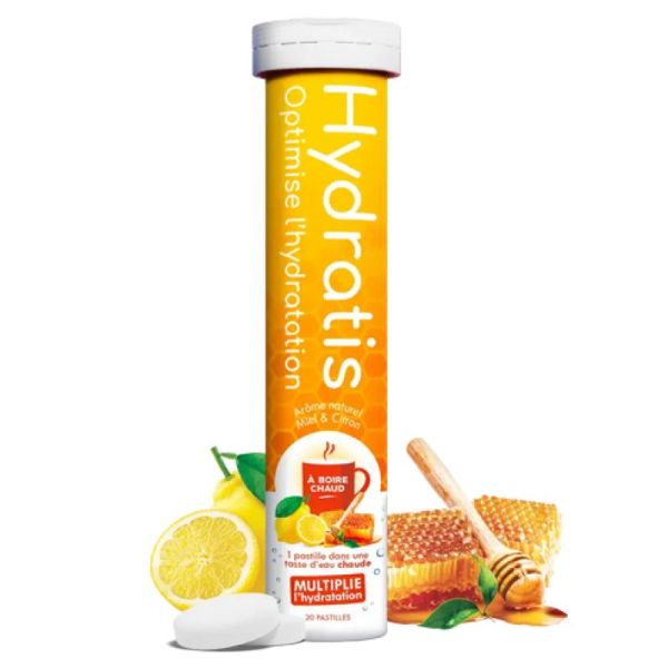 HYDRATIS Miel & Citron à boire chaud 20 Pastilles Effervescentes - Optimise l' Hydratation
