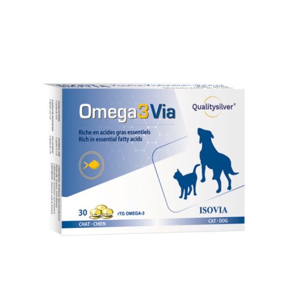 OMEGA 3 VIA Chat Chien 30 Capsules - Apport Riche en Acides Gras Essentiels