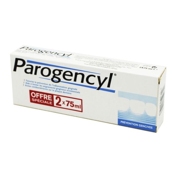 PAROGENCYL BLEU Dentifrice Fluoré 2x 75ml Prévention gencives - Lot de 2 - Goût Menthe