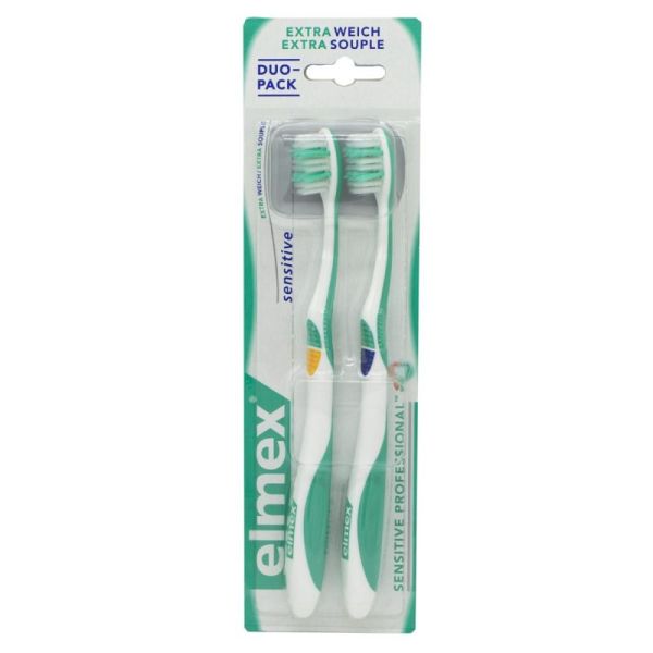 ELMEX SENSITIVE DUO PACK - 2 Brosses à Dents Extra Souple avec Brins Ultra Doux