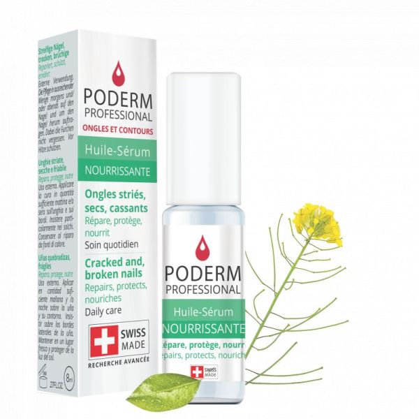 PODERM PROFESSIONAL Huile Sérum Nourrissante 8ml - Ongles Striés, Secs, Cassants - 100% Naturel