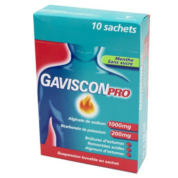 GavisconPro Menthe, suspension buvable -10 sachets 10 ml