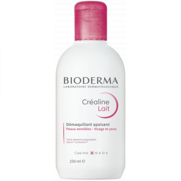 BIODERMA Créaline Lait 250ml - Démaquillant Apaisant sans Rinçage Visage et Yeux - Peaux Sensibles