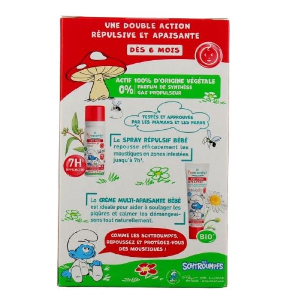 PURESSENTIEL - ANTI PIQUES SCHTROUMPF- BEBE - DUO REPULSIF + APAISANT + BAVOIR OFFERT