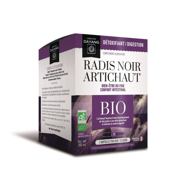 DAYANG RADIS NOIR ARTICHAUT BIO Ampoules 20x 10ml - Bien-être du Foie, Confort Intestinal