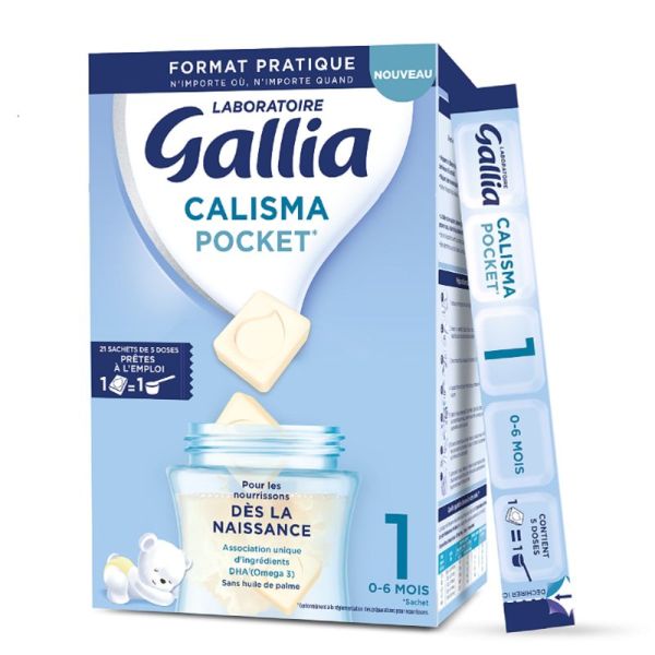 GALLIA CALISMA 1 POCKET - 21 Sachets de 5 Doses Prêtes à l' Emploi - Lait en Poudre 1er Age pour Nourrissons de 0 à 6 mois