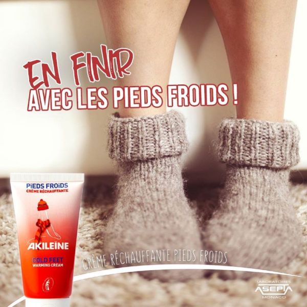 AKILEINE PIEDS FROIDS Crème Réchauffante 75ml - Effet Chauffant Rapide et Durable