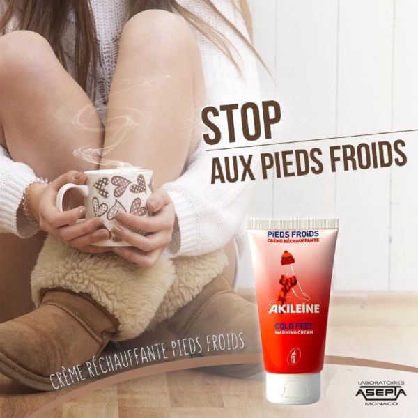 AKILEINE PIEDS FROIDS Crème Réchauffante 75ml - Effet Chauffant Rapide et Durable