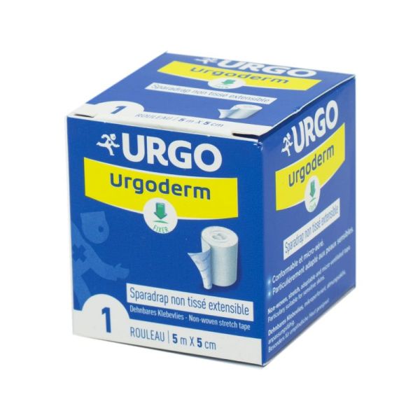 URGO URGODERM 5m x 5cm Sparadrap Non Tissé Extensible Micro Aéré - 1 Rouleau