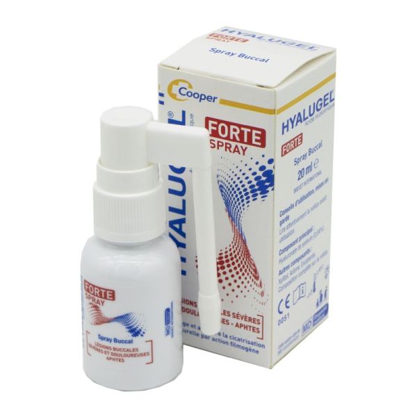 HYALUGEL FORTE 8ml - Spray Buccal à l' Acide Hyaluronique - Plaies Profondes Localisées, Aphtes