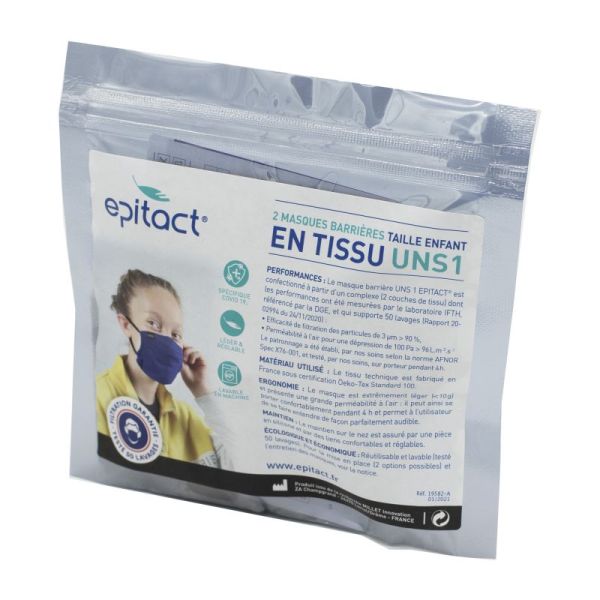 EPITACT 2 Masques Barrière UNS1 Enfant - Lavable 50 Fois