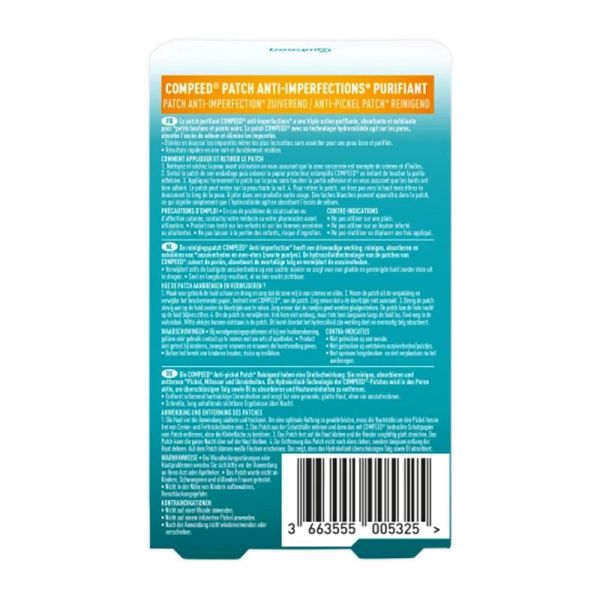 COMPEED 7 Patchs Purifiants Anti Imperfections NUIT 4.2 x 6.8cm - Points Noirs, Petits Boutons, Excès de Sébum - Technologie Hydrocolloïde