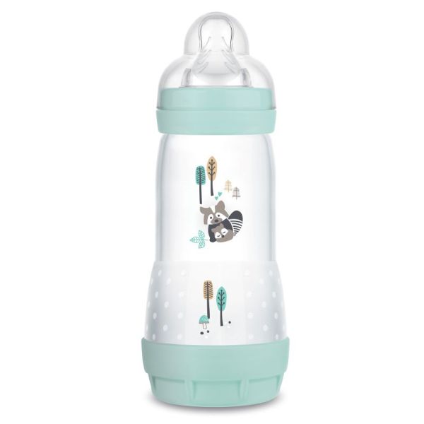 MAM Biberon Easy Start Anti Colique 320ml Aqua - 4 Mois et + - Tétine Débit 3