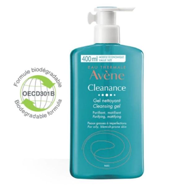 AVENE CLEANANCE Gel Nettoyant 400ml - Peaux Grasses à Imperfections, à Tendance Acnéique