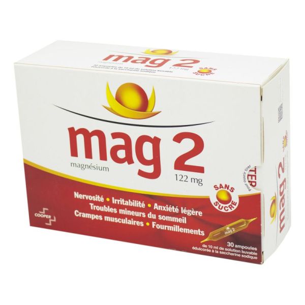 Mag 2 solution buvable, sans sucre - 30 ampoules