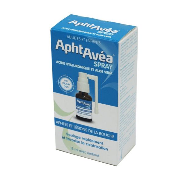 APHTAVEA Spray 15ml - Spray Buccal Aphtes et Lésions de la Bouche - Acide Hyaluronique, Aloe Vera