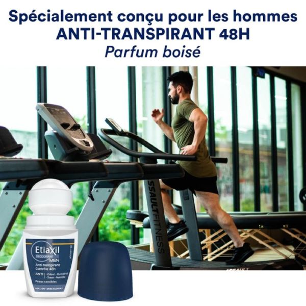 ETIAXIL MEN Déodorant Anti Transpirant Contrôle 48h 50ml - Transpiration Modérée des Aisselles