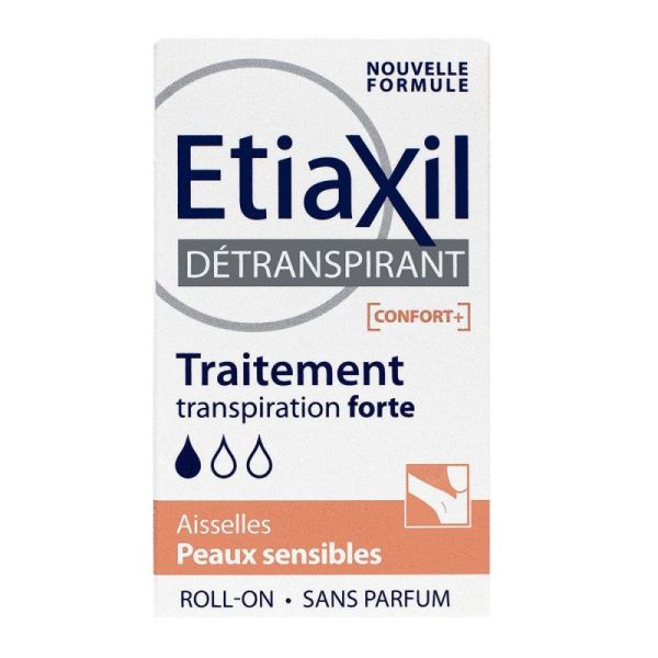 ETIAXIL Détranspirant Aisselles Confort+ Peaux Sensibles 15ml - Traitement Transpiration Forte