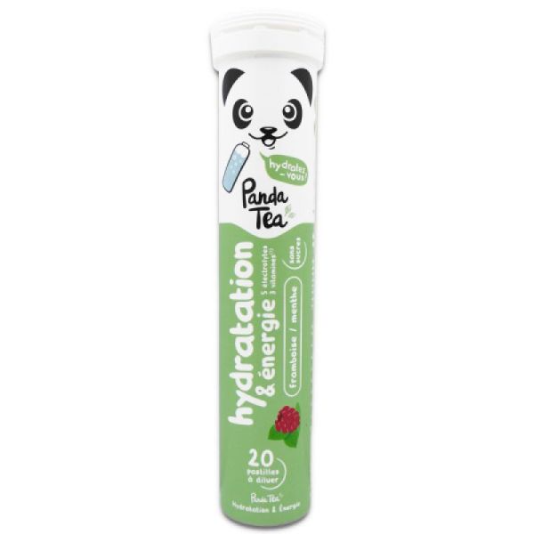 PANDA TEA -  HYDRATATION & ÉNERGIE FRAMBOISE MENTHE 20 PASTILLES SANS SUCRES