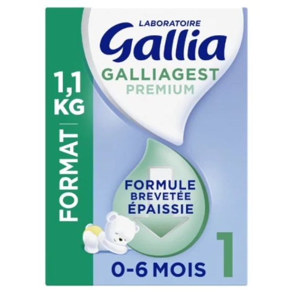 GALLIAGEST 1 Premium - Formule brevetée épaissie à l'amidon - Lait en poudre 0/6 mois - Bte/ 2x550g