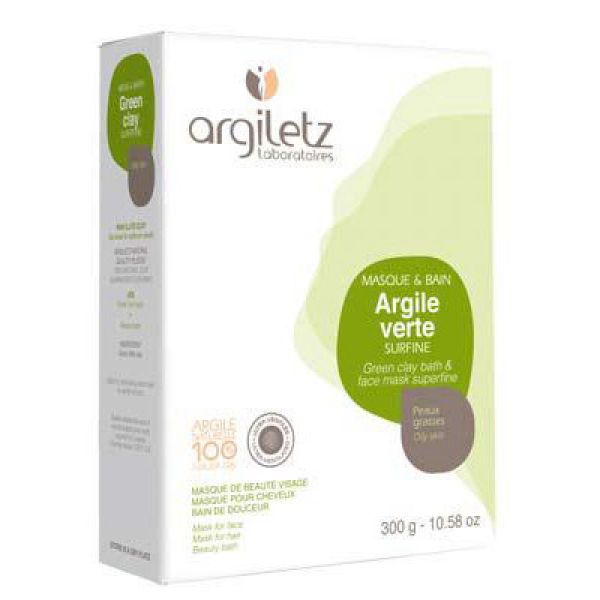 ARGILETZ Masque et Bain Argile Verte Surfine Peaux Grasses - Masque de Beauté Visage, Masque pour Ch