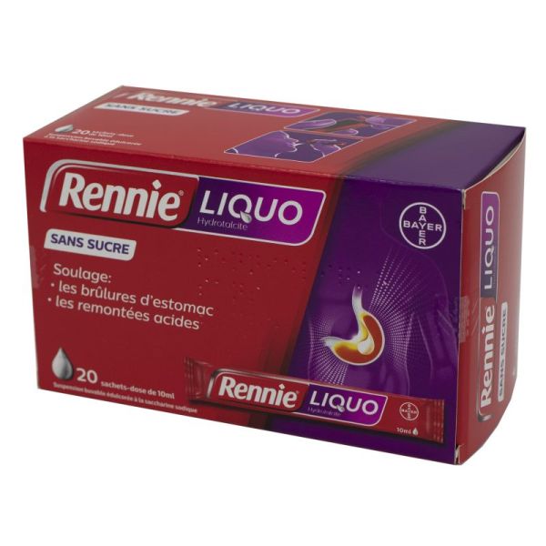 RennieLiquo Sans Sucre, suspension buvable - 20 sachets-dose
